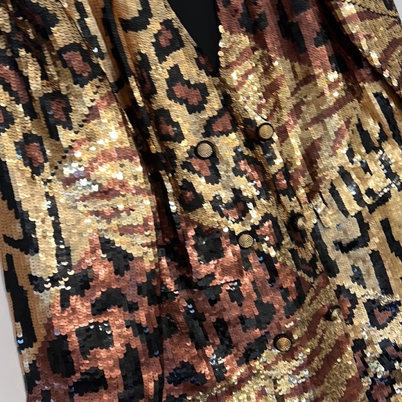 Vintage 1980’s Sequined Leopard Blazer French Collizioni Size L - Picture 6 of 12